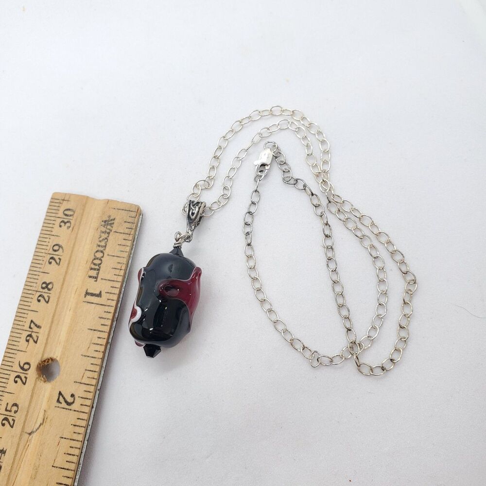 Sterling Silver with Glass Pendant Necklace 16" 925